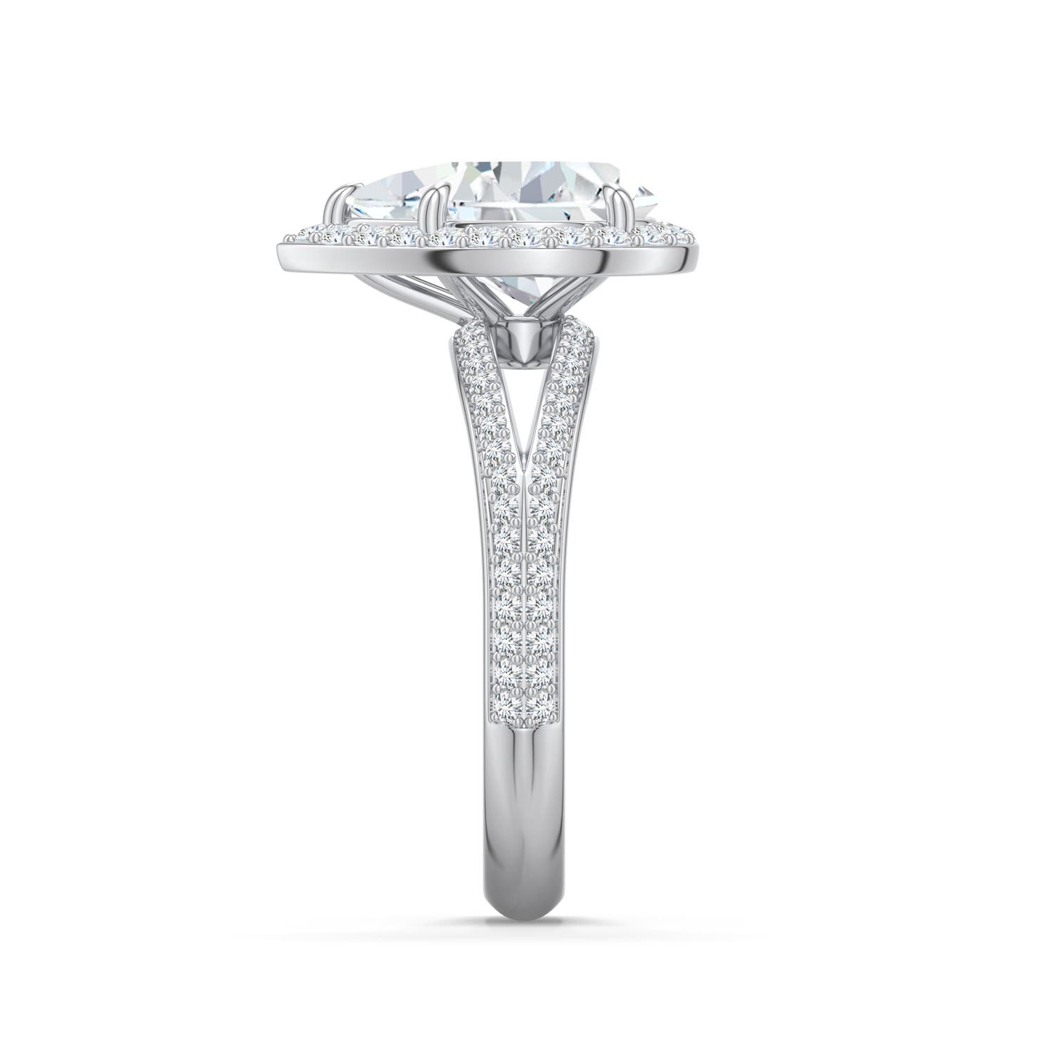11x7mm FGVS Pear Lab-Grown Diamond Halo Engagement Ring with Accents in 950 Platinum - side 3 - side 5