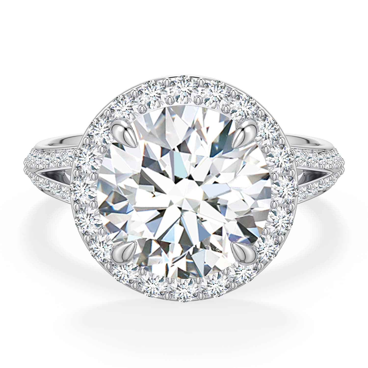 10.1mm DEVVS Round Lab-Grown Diamond Halo Engagement Ring with Accents in White Gold - main