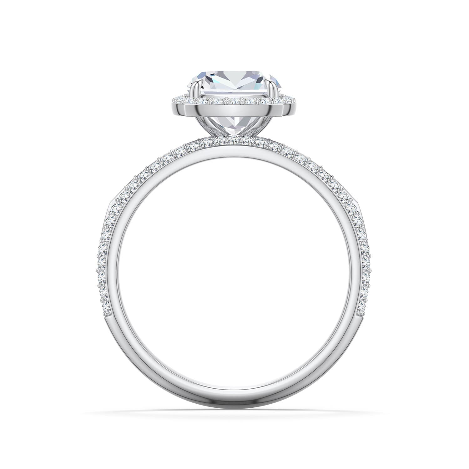 7mm DEVVS Cushion Lab-Grown Diamond Halo Engagement Ring with Accents in White Gold - side 1
