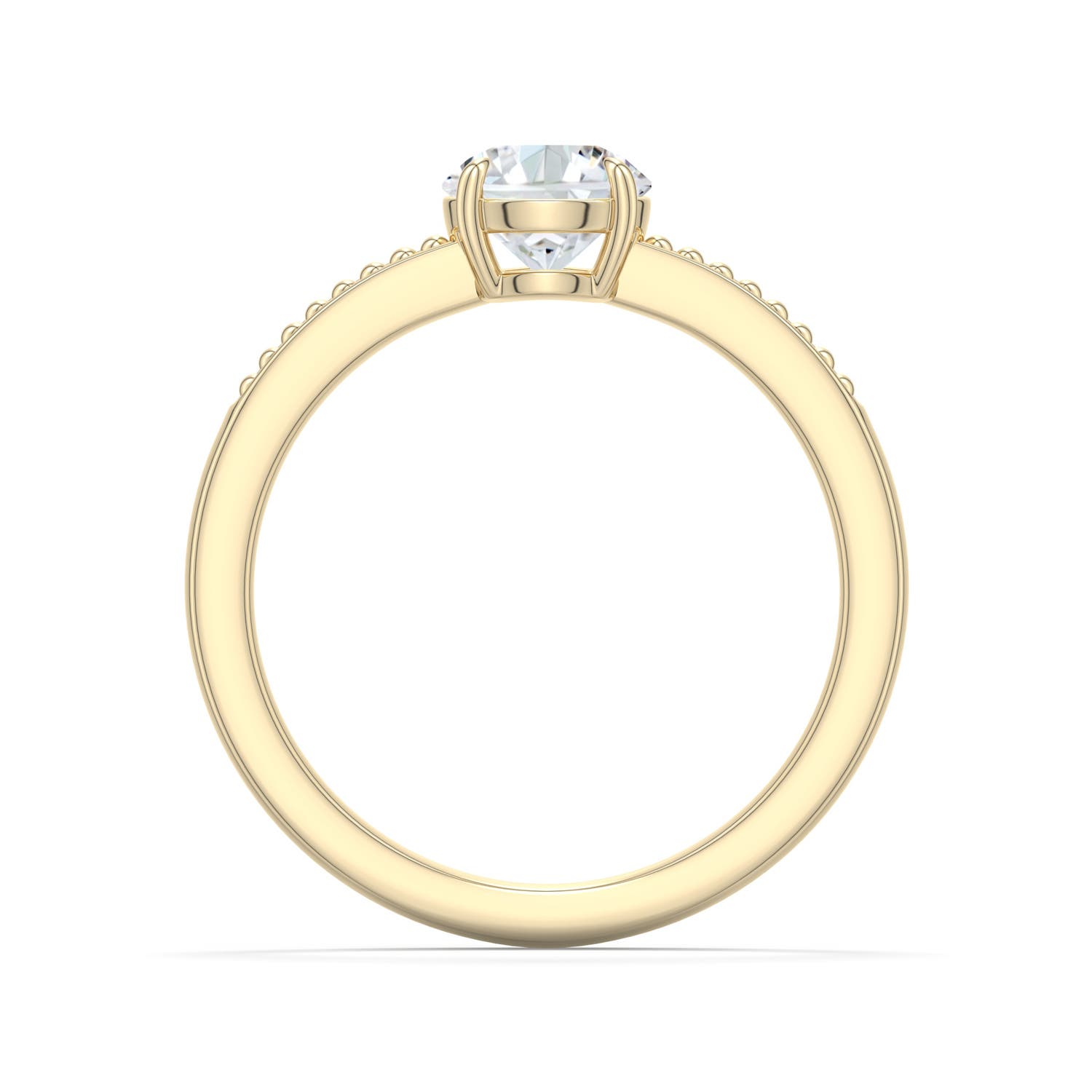 6mm FGVS Round Lab-Grown Diamond Milgrain Shank Engagement Ring in Yellow Gold - side 1