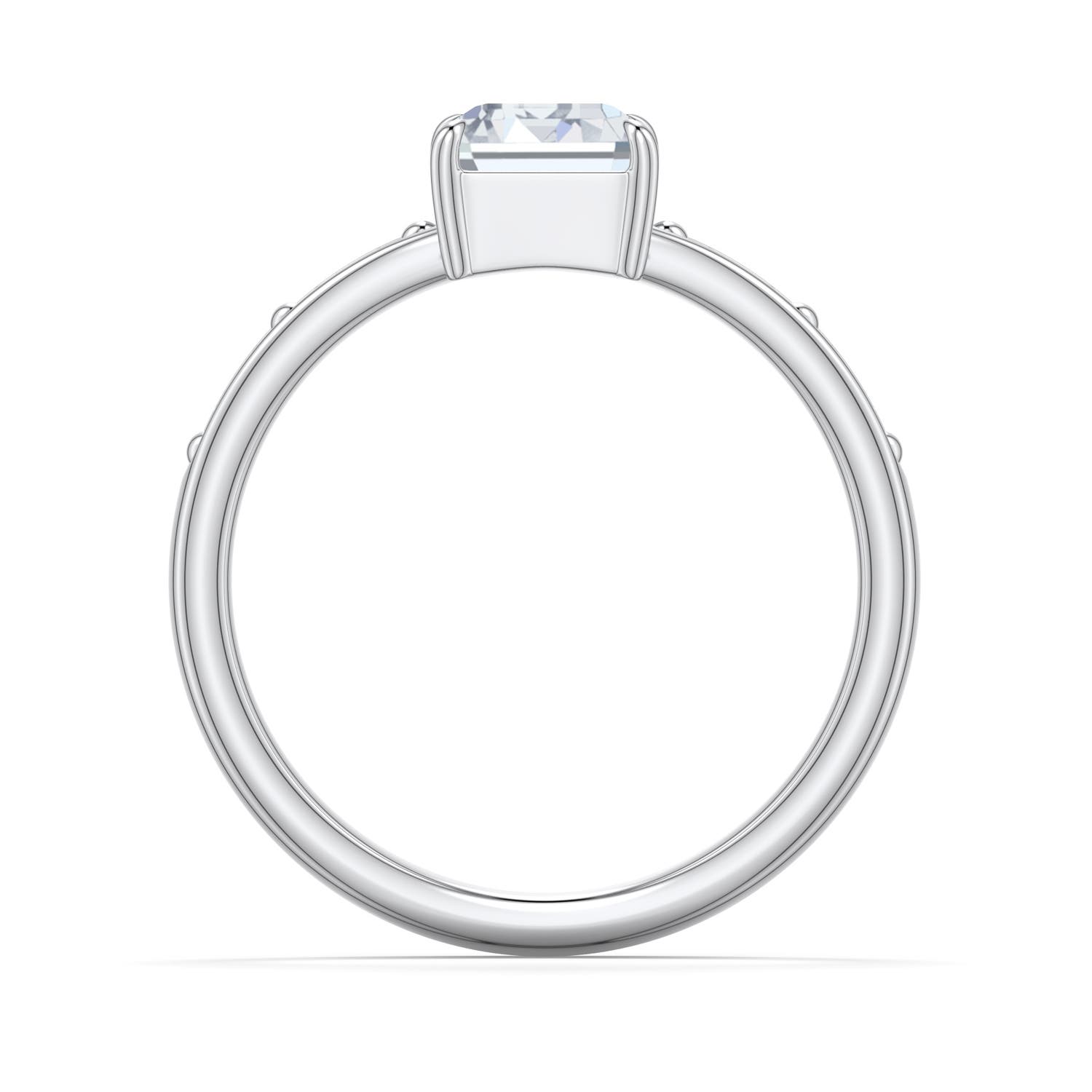 7.5x5.5mm FGVS Emerald-Cut Lab-Grown Diamond Engagement Ring with Baguette Accents in White Gold - side 1