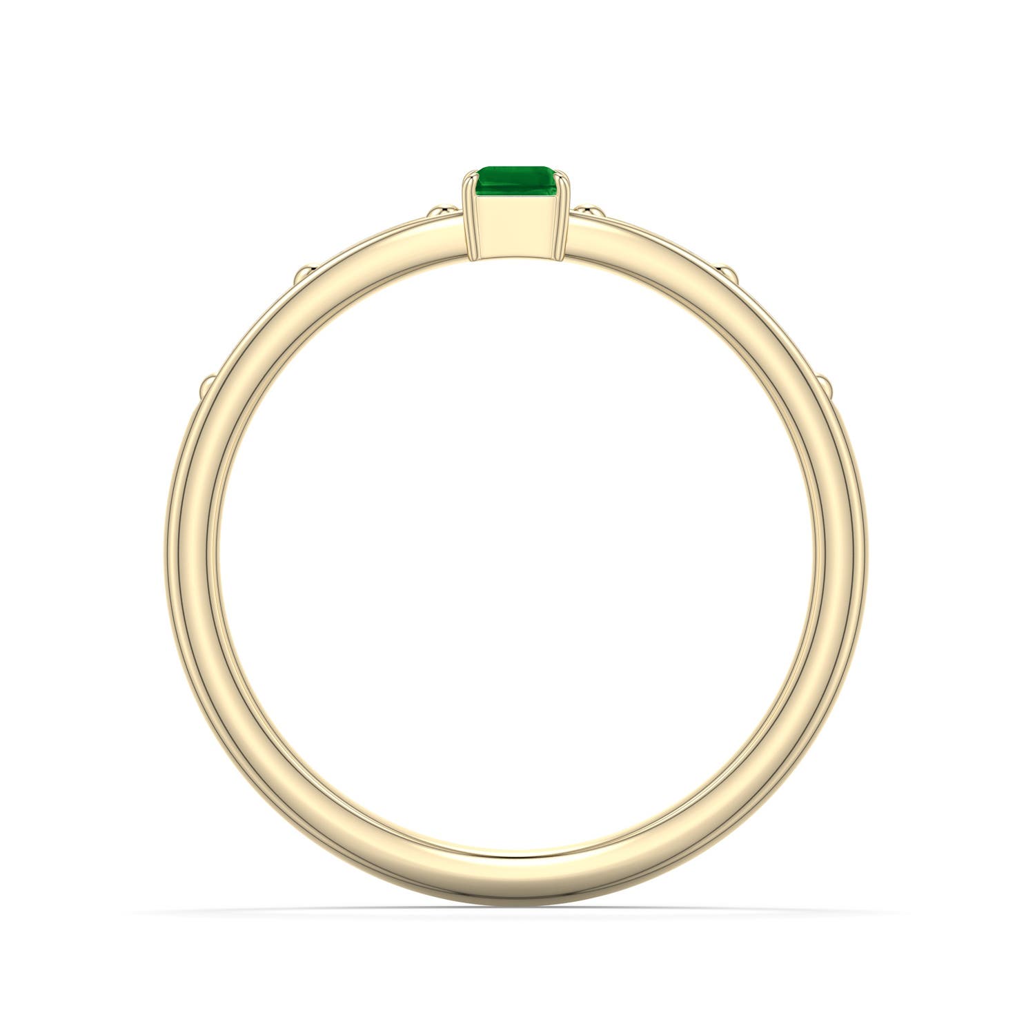 5x3mm Labgrown Emerald-Cut Lab-Grown Emerald Engagement Ring with Baguette Accents in Yellow Gold - side 1