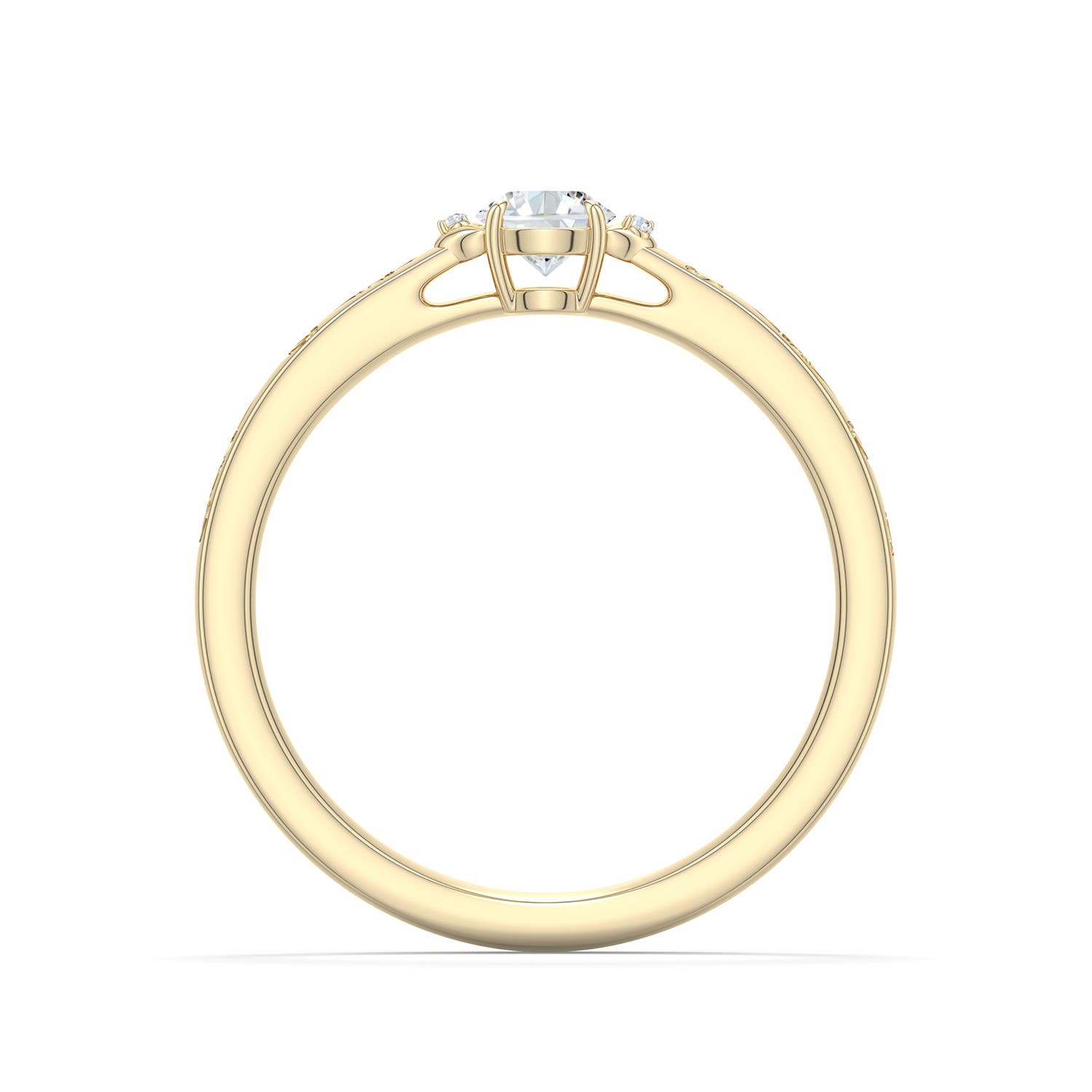 4mm FGVS Round Lab-Grown Diamond Leaf Vine Engagement Ring in 18K Yellow Gold - side 1