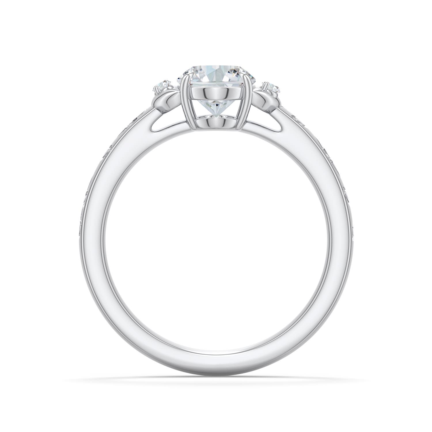 7.7x5.7mm FGVS Oval Lab-Grown Diamond Leaf Vine Engagement Ring in White Gold - side 1