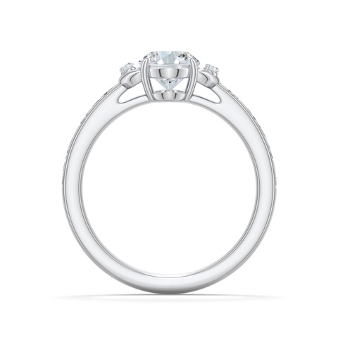 7.7x5.7mm FGVS Oval Lab-Grown Diamond Leaf Vine Engagement Ring in White Gold - side 1