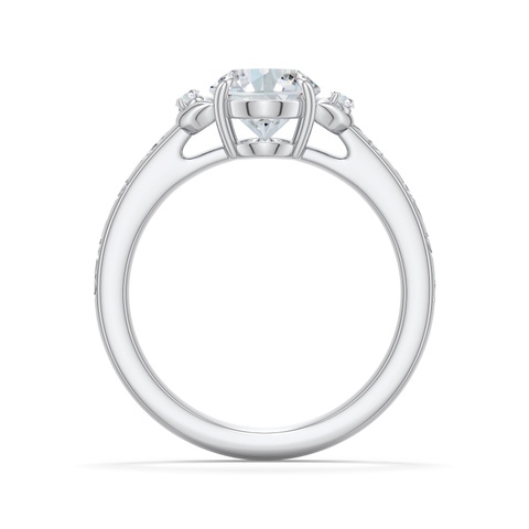 8.5x6.5mm FGVS Oval Lab-Grown Diamond Leaf Vine Engagement Ring in White Gold - side 1