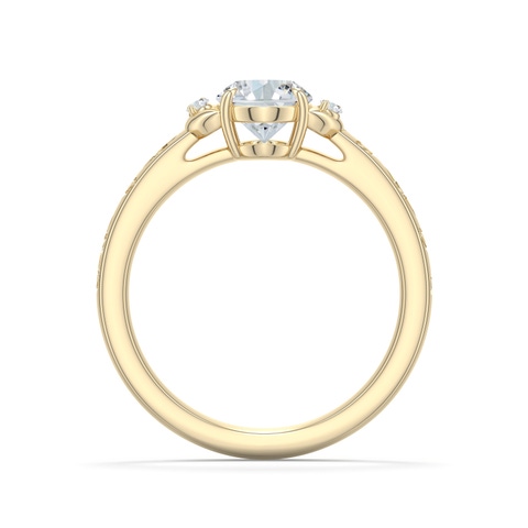 7.7x5.7mm FGVS Oval Lab-Grown Diamond Leaf Vine Engagement Ring in Yellow Gold - side 1