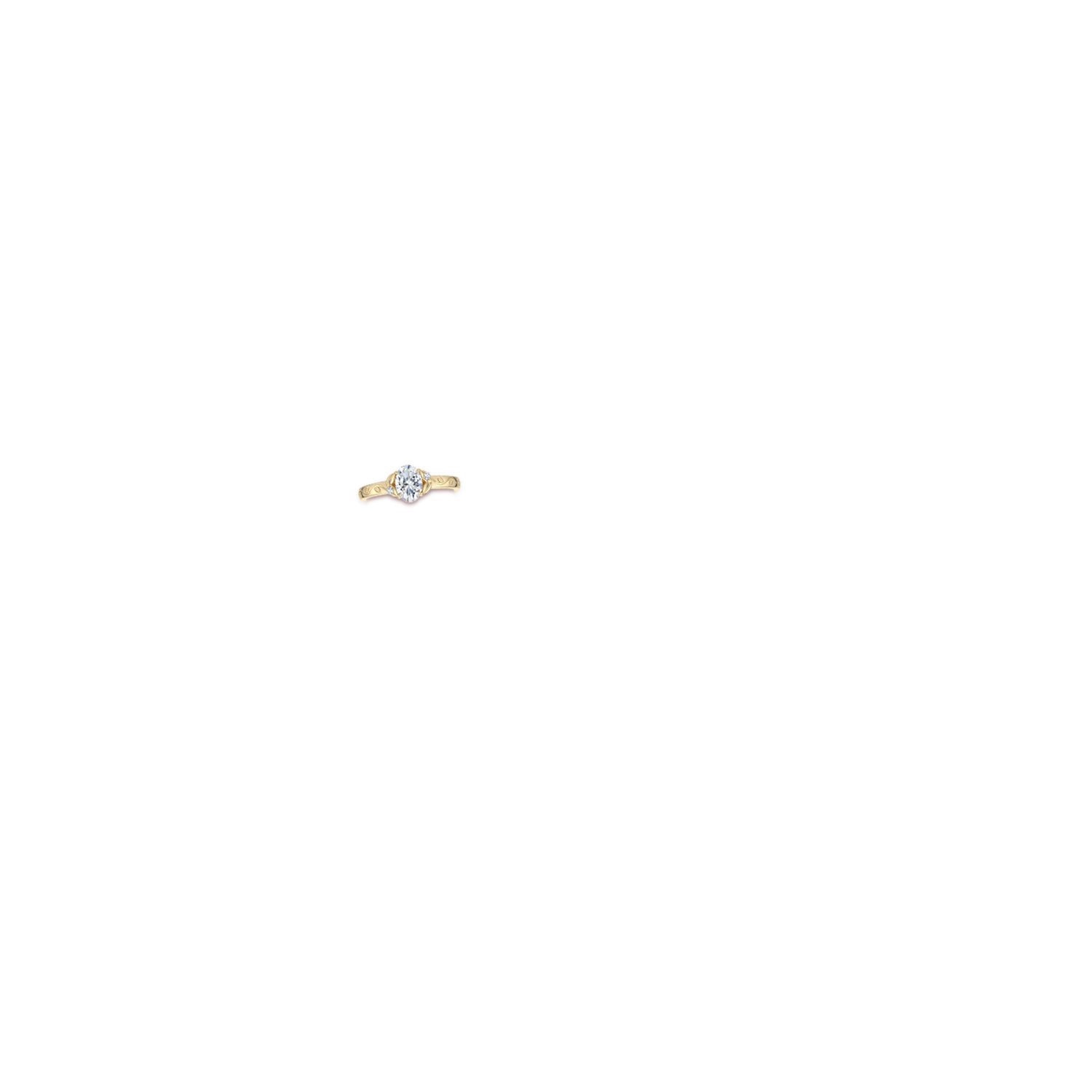 7x5mm FGVS Oval Lab-Grown Diamond Leaf Vine Engagement Ring in Yellow Gold - body_hand - body_hand