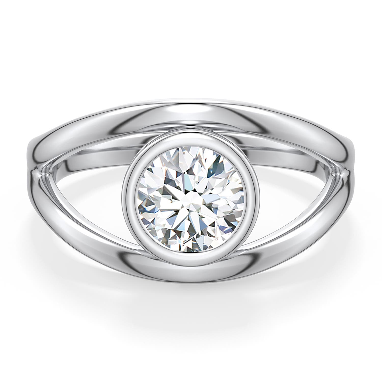6.4mm DEVVS Round Lab-Grown Diamond Bypass Split Shank Engagement Ring in 18K White Gold - main