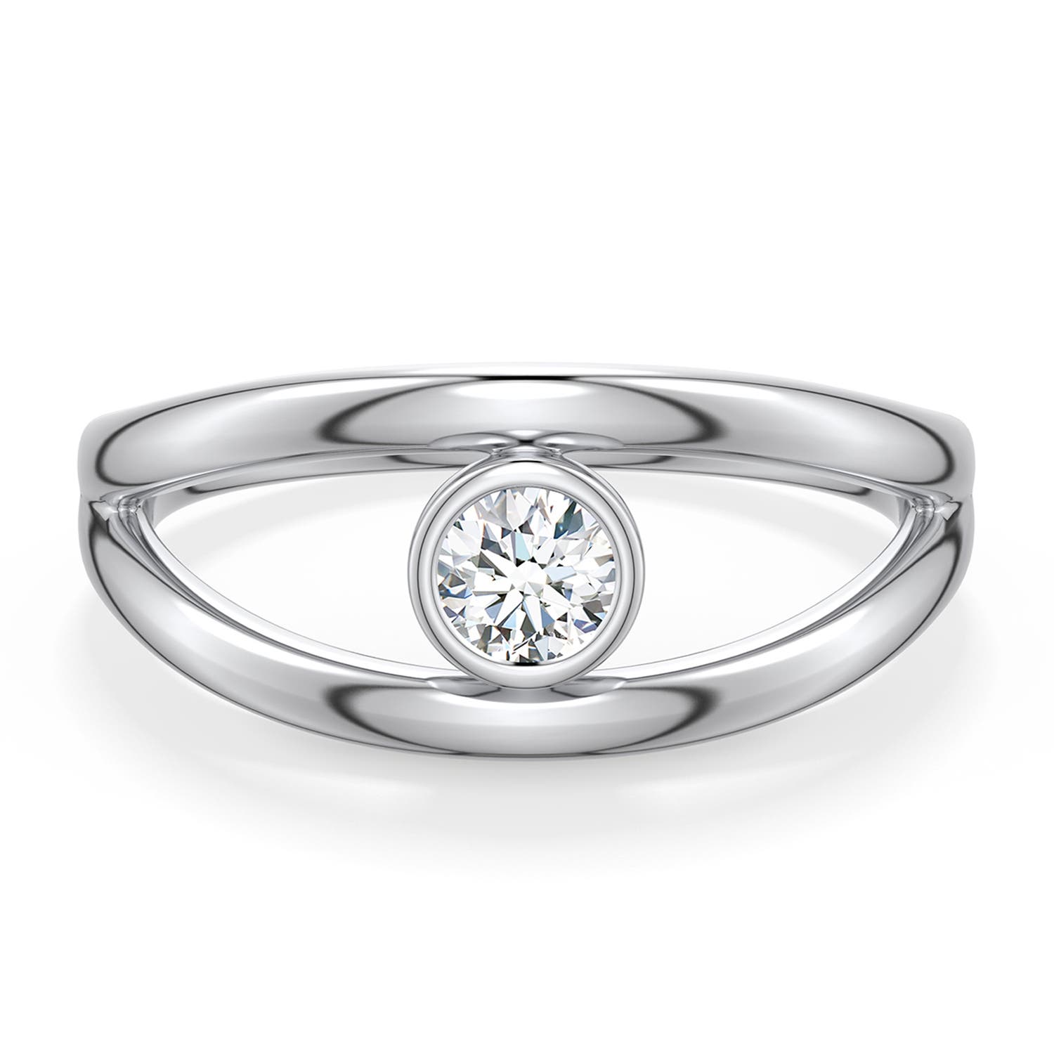 4.1mm FGVS Round Lab-Grown Diamond Bypass Split Shank Engagement Ring in 18K White Gold - main