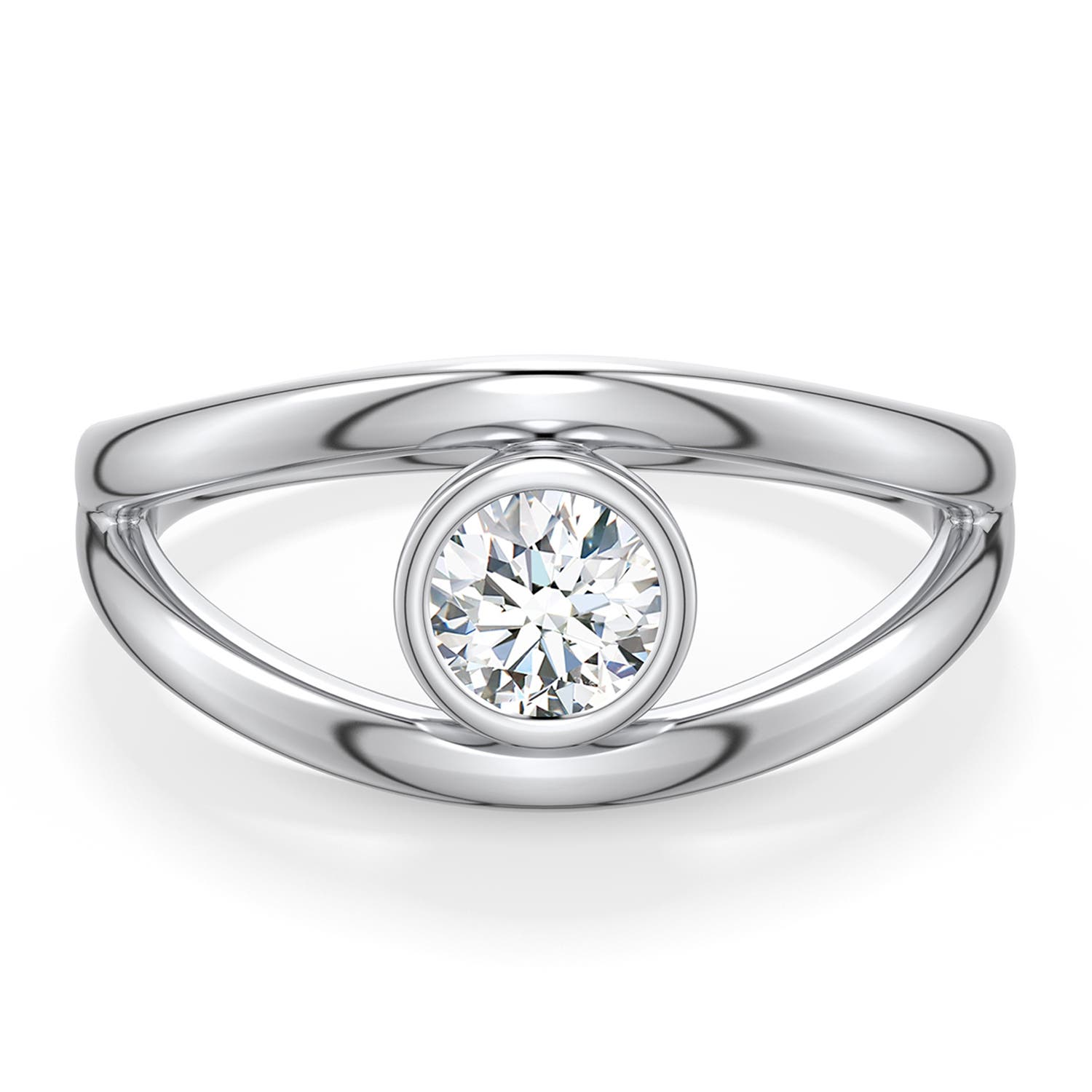 5.1mm FGVS Round Lab-Grown Diamond Bypass Split Shank Engagement Ring in 18K White Gold - main