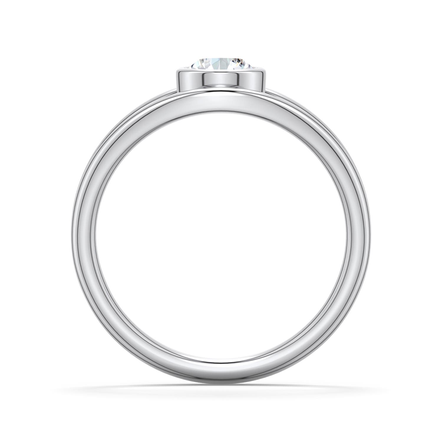 5.1mm FGVS Round Lab-Grown Diamond Bypass Split Shank Engagement Ring in 18K White Gold - side 1