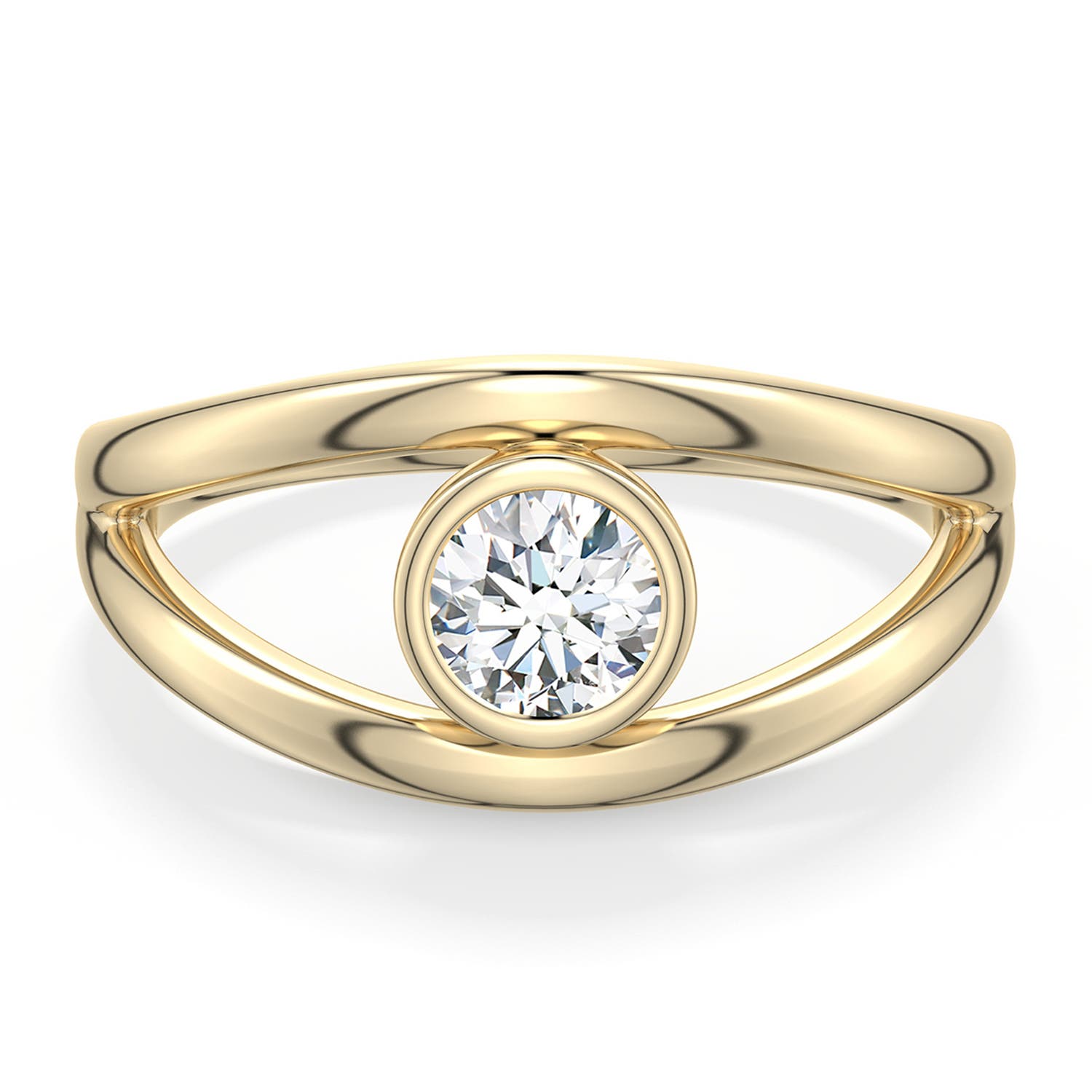 5.1mm DEVVS Round Lab-Grown Diamond Bypass Split Shank Engagement Ring in Yellow Gold - main