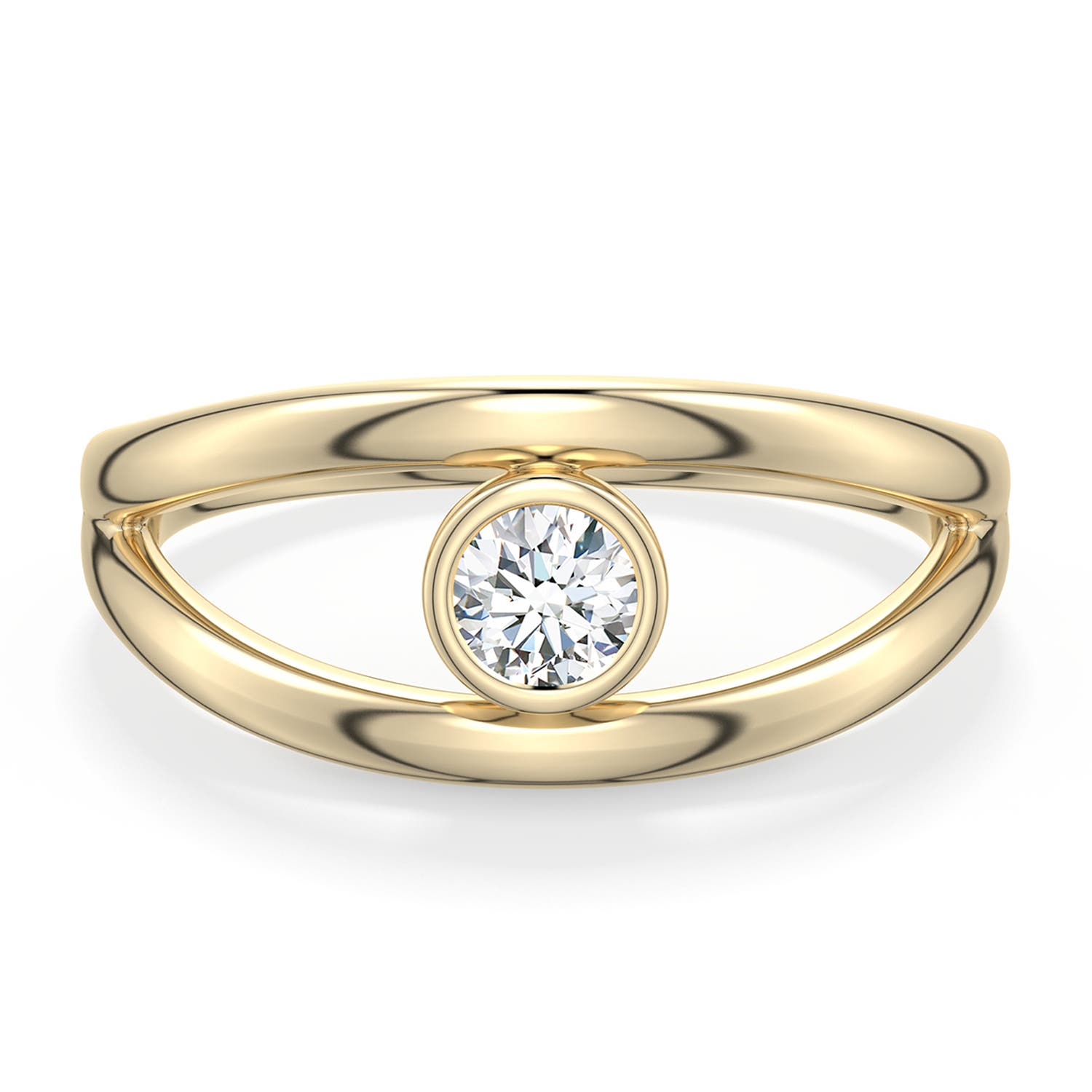 4.1mm FGVS Round Lab-Grown Diamond Bypass Split Shank Engagement Ring in Yellow Gold - main