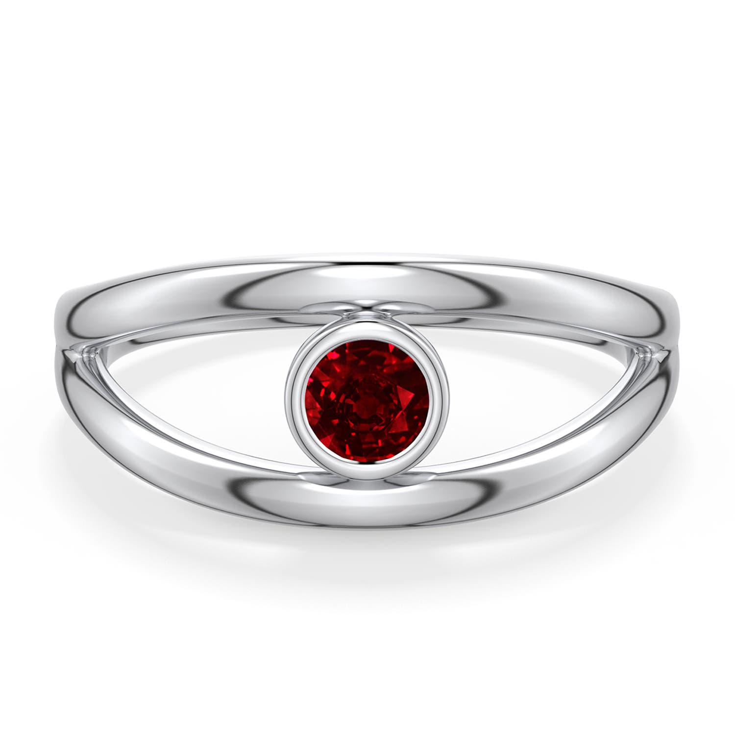 4mm Labgrown Round Lab-Grown Ruby Bypass Split Shank Engagement Ring in 18K White Gold - main