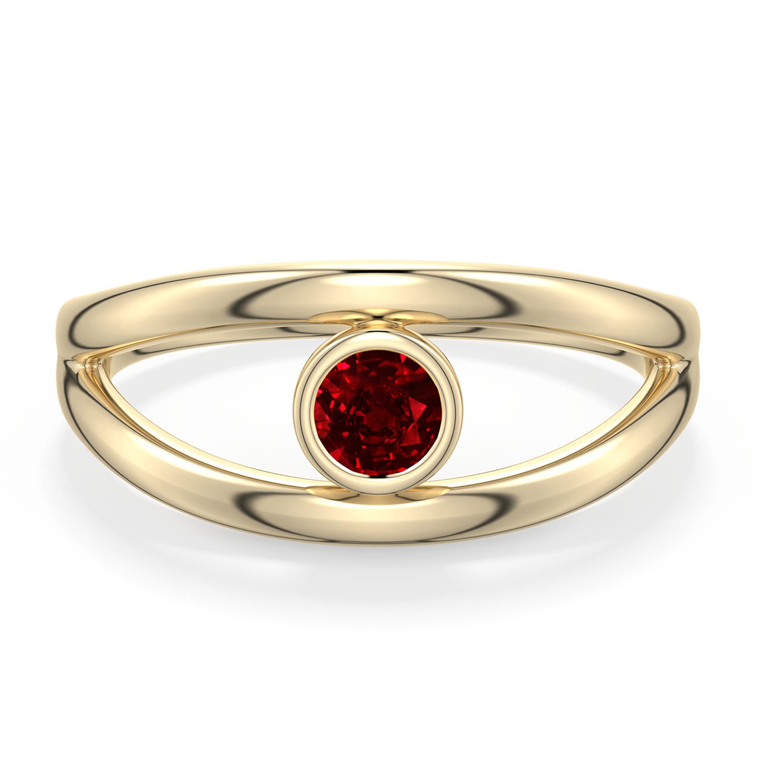 4mm Labgrown Round Lab-Grown Ruby Bypass Split Shank Engagement Ring in 18K Yellow Gold - main