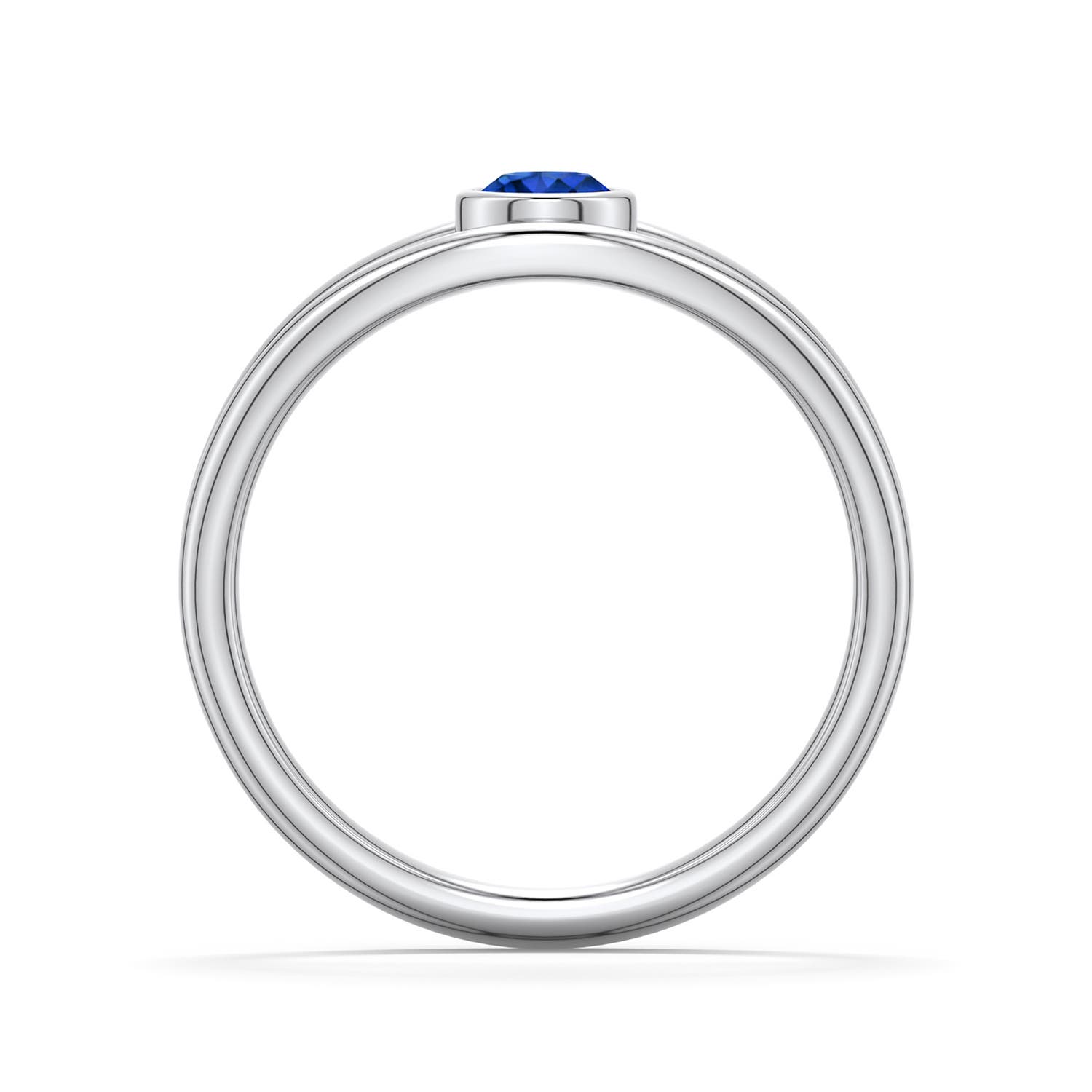 4mm Labgrown Round Lab-Grown Blue Sapphire Bypass Split Shank Engagement Ring in 18K White Gold - side 1