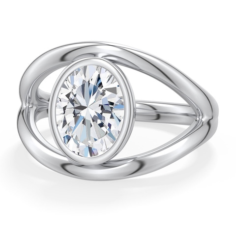 7.7x5.7mm FGVS Oval Lab-Grown Diamond Bypass Split Shank Engagement Ring in White Gold - main