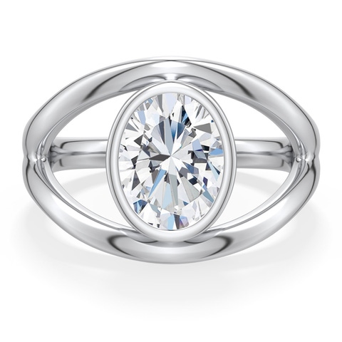 7.7x5.7mm FGVS Oval Lab-Grown Diamond Bypass Split Shank Engagement Ring in White Gold - side 1