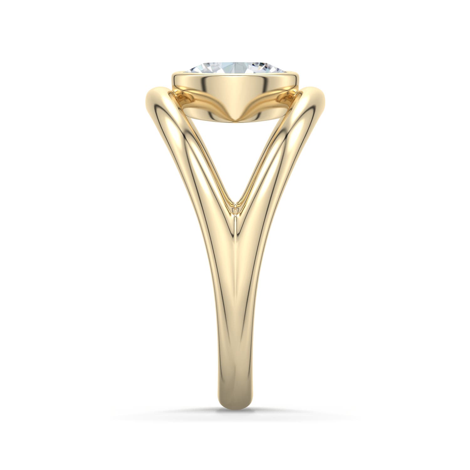 7x5mm FGVS Oval Lab-Grown Diamond Bypass Split Shank Engagement Ring in Yellow Gold - side 3 - side 5