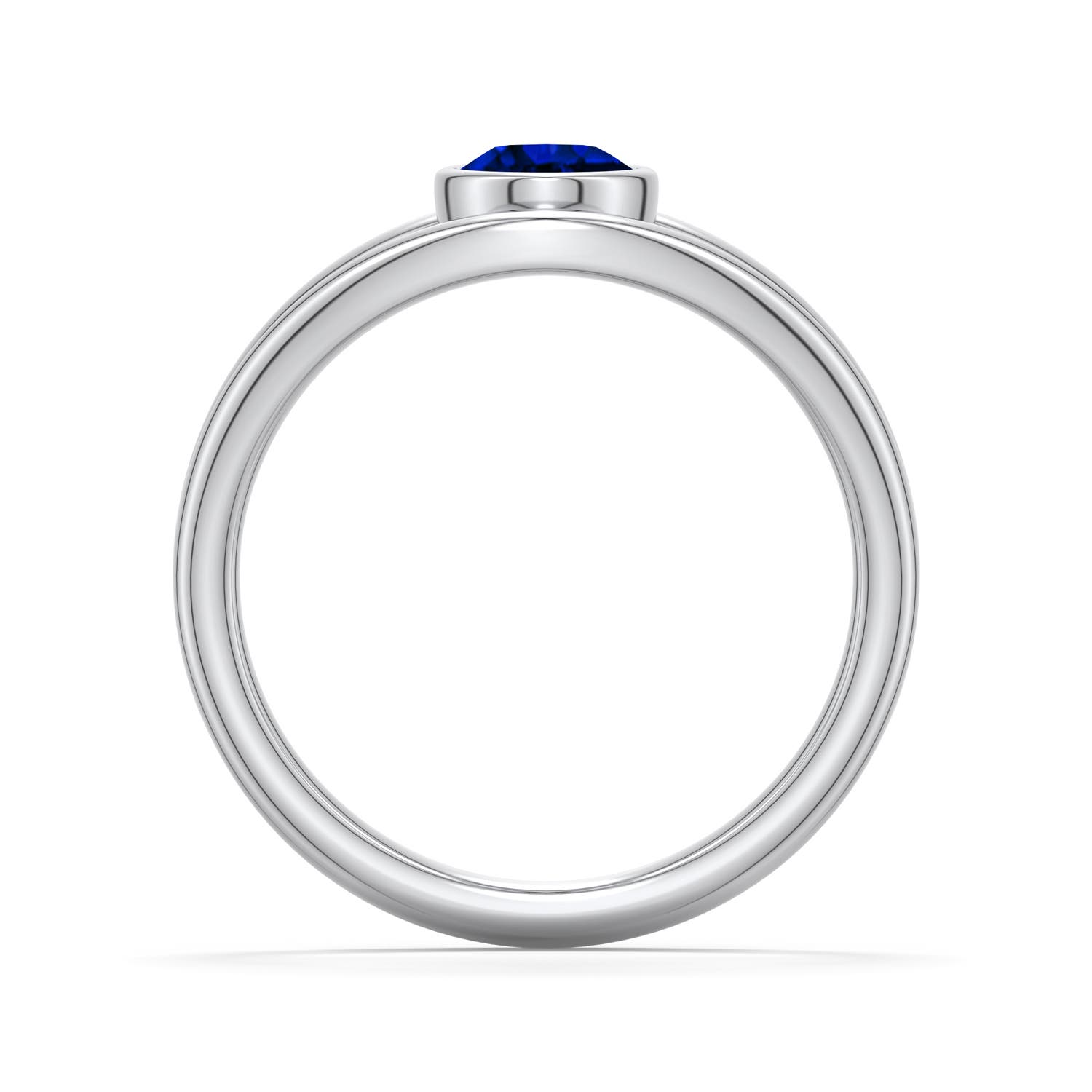 7x5mm Labgrown Oval Lab-Grown Blue Sapphire Bypass Split Shank Engagement Ring in White Gold - side 2 - side 4