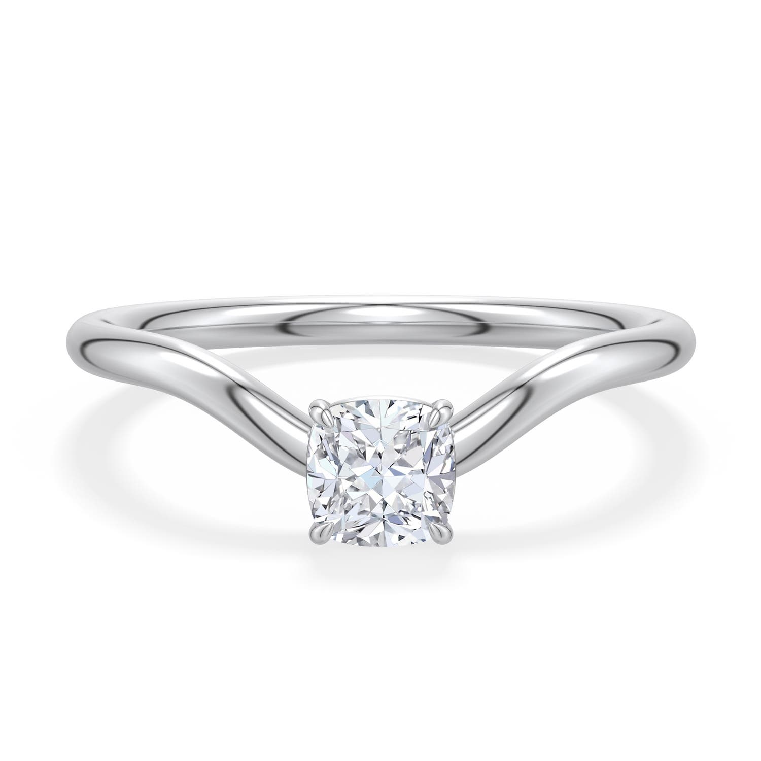 4.5mm FGVS Cushion Lab-Grown Diamond Curved Shank Engagement Ring in 950 Platinum - main
