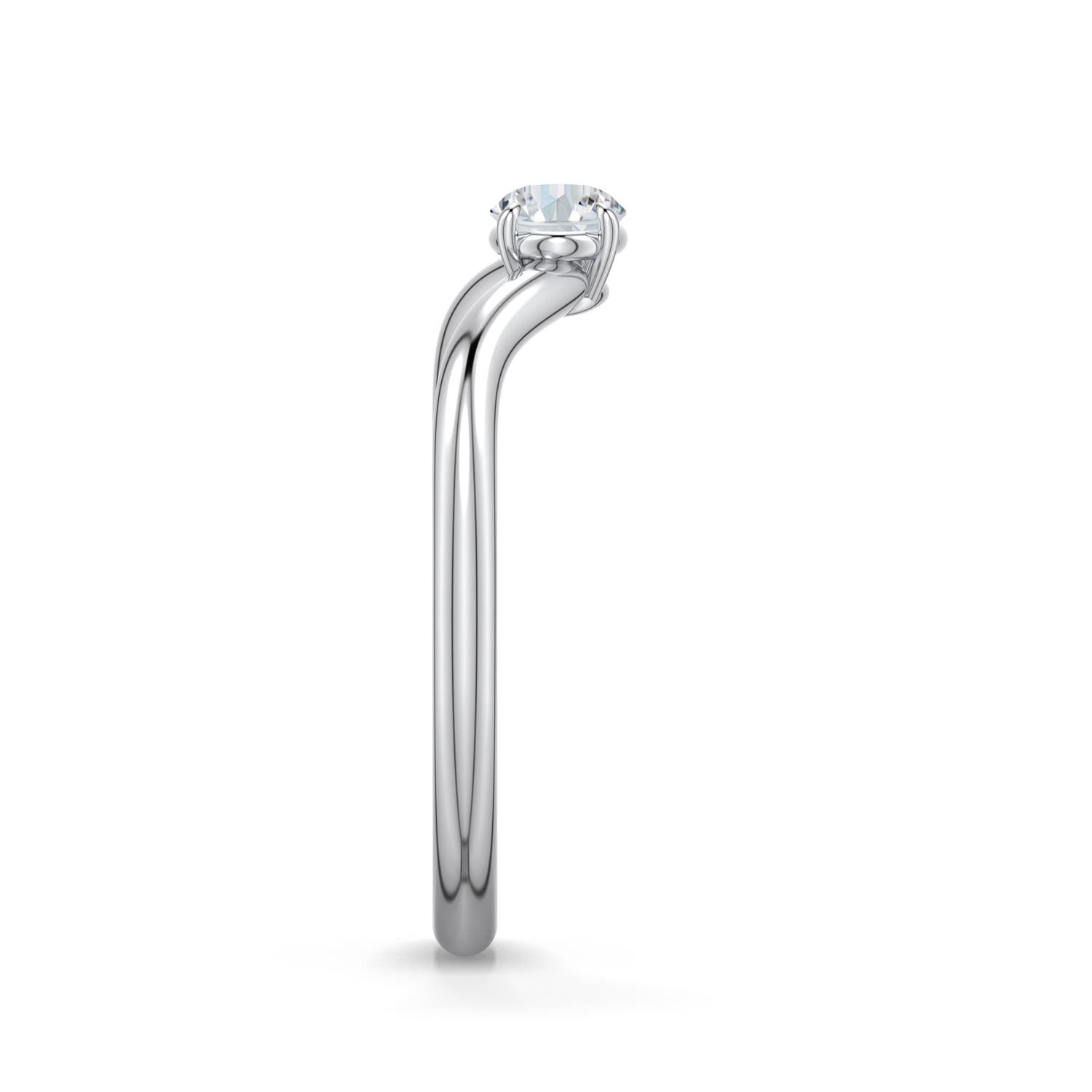 6x4mm FGVS East-West Oval Lab-Grown Diamond Curved Engagement Ring in White Gold - side 2 - side 4