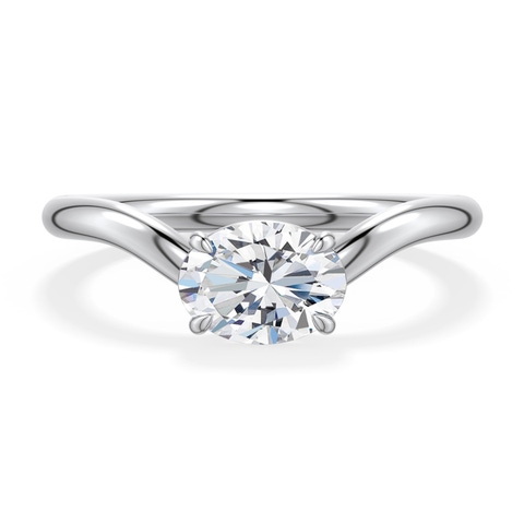 7.7x5.7mm FGVS East-West Oval Lab-Grown Diamond Curved Engagement Ring in 18K White Gold - main