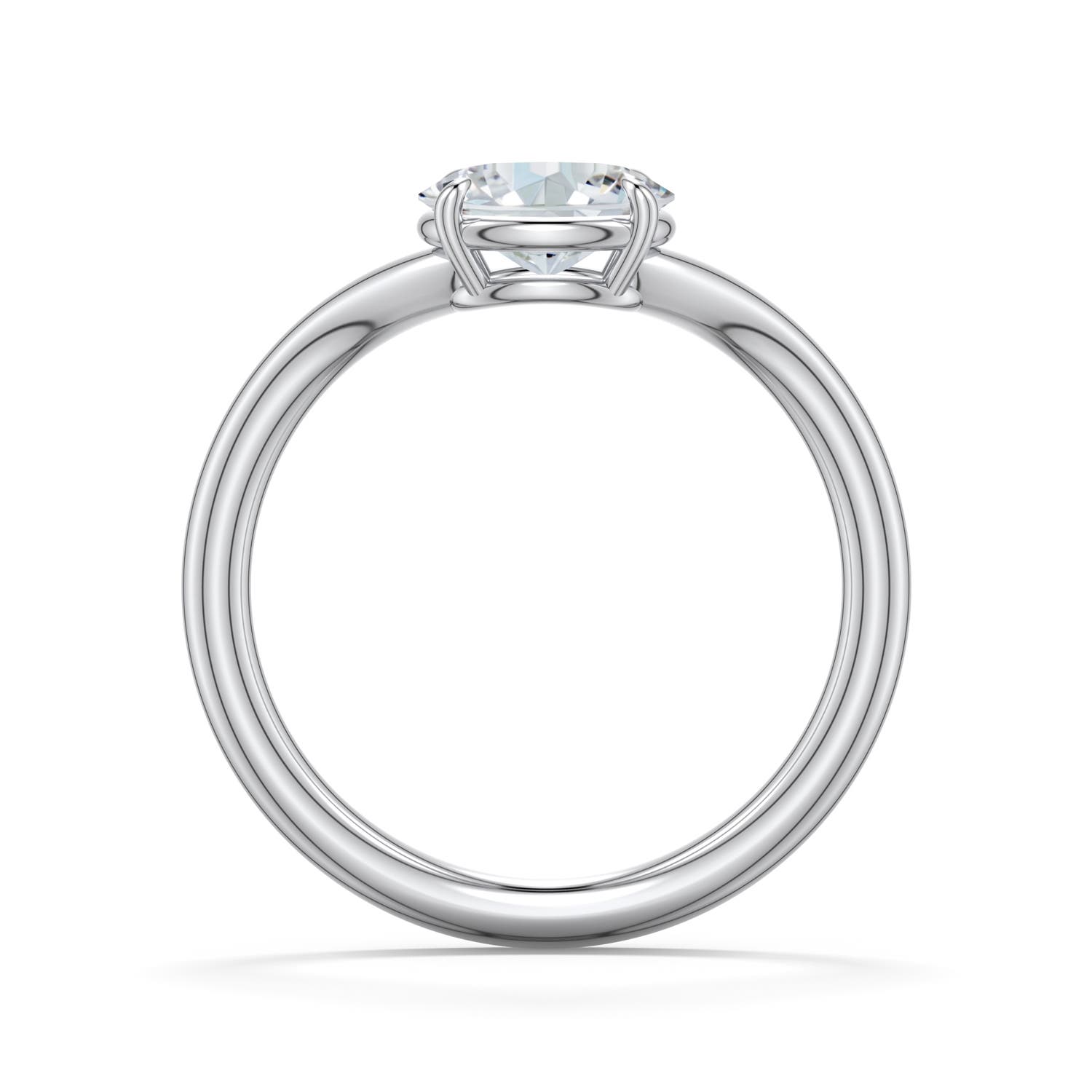 7.7x5.7mm FGVS East-West Oval Lab-Grown Diamond Curved Engagement Ring in 18K White Gold - side 1