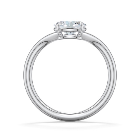 7.7x5.7mm FGVS East-West Oval Lab-Grown Diamond Curved Engagement Ring in 18K White Gold - side 1