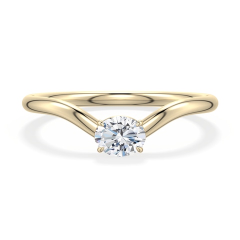 5x4mm FGVS East-West Oval Lab-Grown Diamond Curved Engagement Ring in Yellow Gold - main