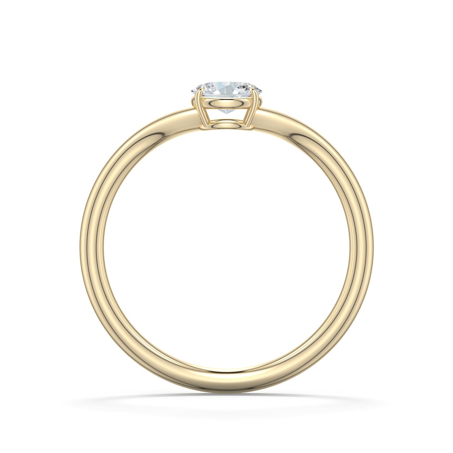 5x4mm FGVS East-West Oval Lab-Grown Diamond Curved Engagement Ring in Yellow Gold - side 1