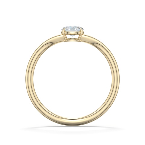 5x4mm FGVS East-West Oval Lab-Grown Diamond Curved Engagement Ring in Yellow Gold - side 1