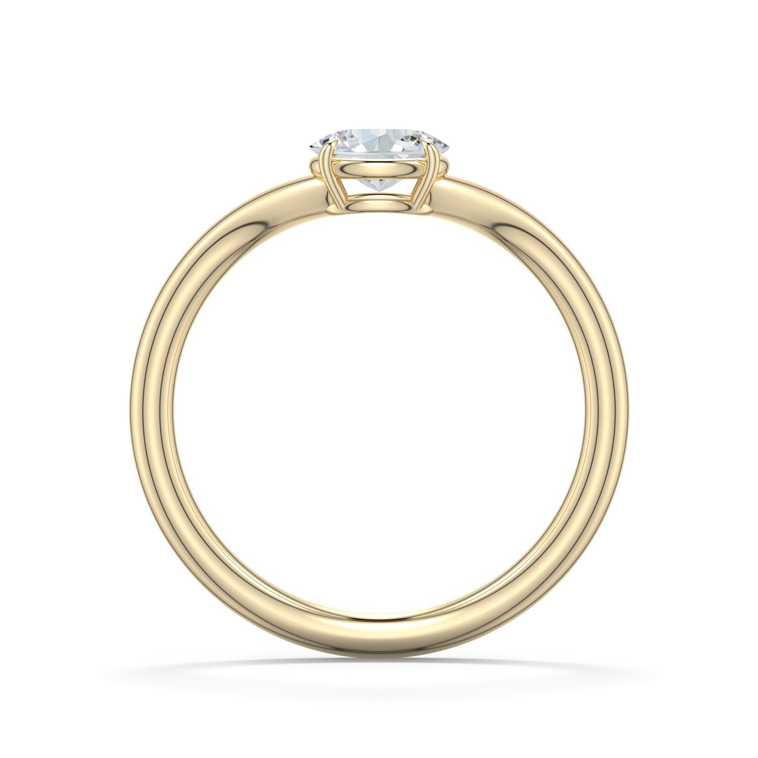 6x4mm FGVS East-West Oval Lab-Grown Diamond Curved Engagement Ring in Yellow Gold - side 1