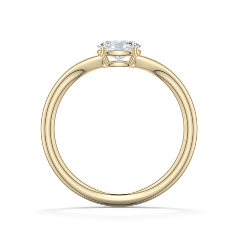 6x4mm FGVS East-West Oval Lab-Grown Diamond Curved Engagement Ring in Yellow Gold - side 1