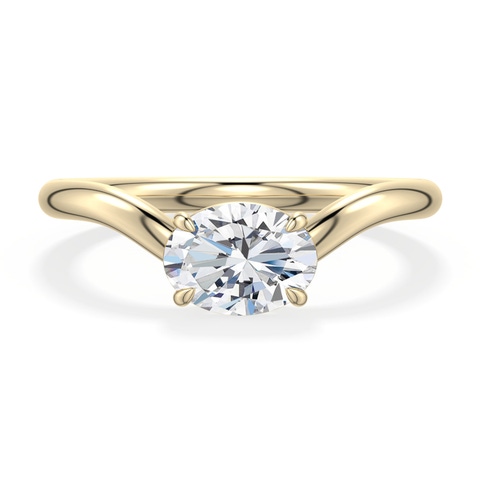 7.7x5.7mm FGVS East-West Oval Lab-Grown Diamond Curved Engagement Ring in 18K Yellow Gold - main