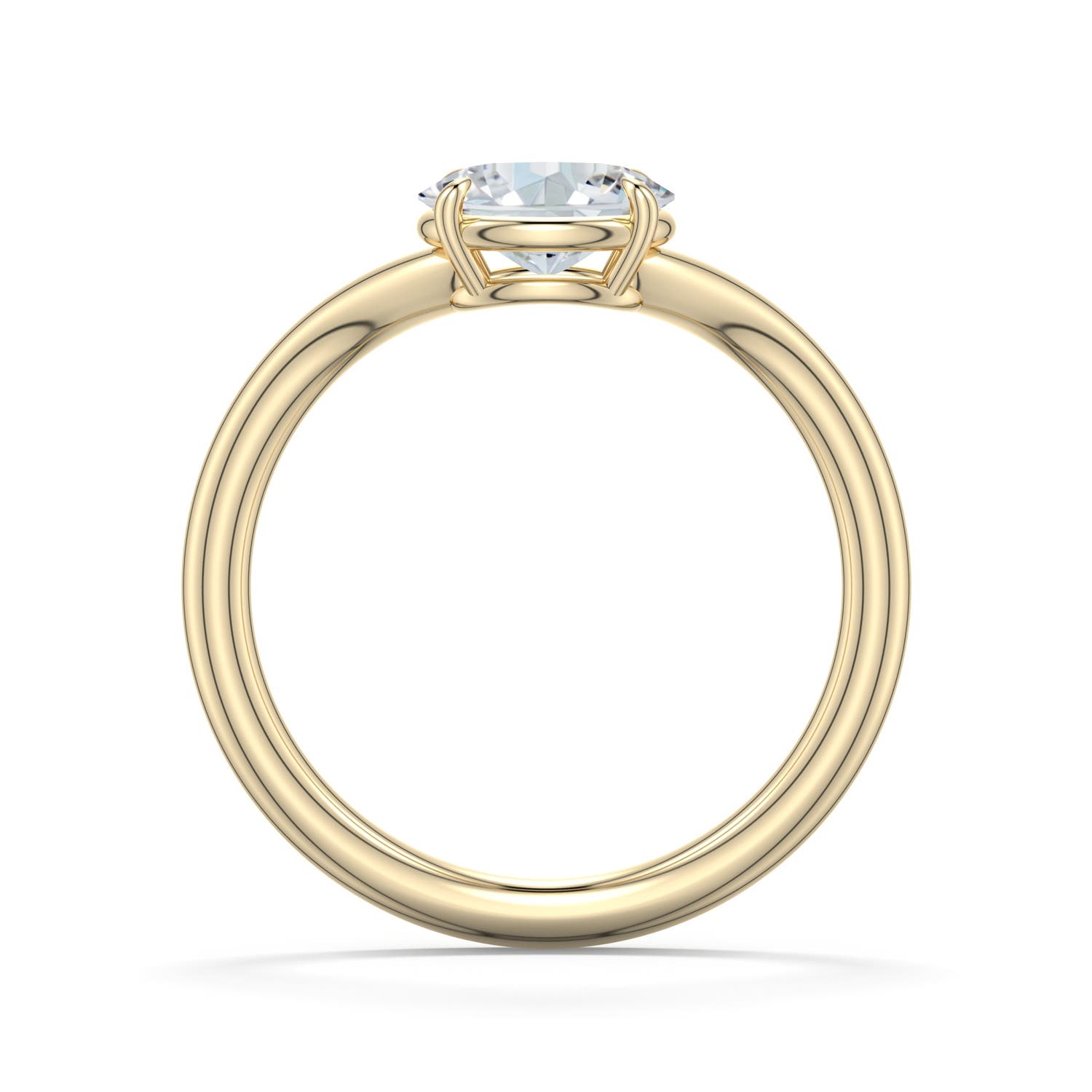 7.7x5.7mm FGVS East-West Oval Lab-Grown Diamond Curved Engagement Ring in 18K Yellow Gold - side 1