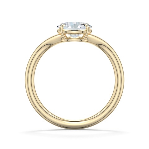 7.7x5.7mm FGVS East-West Oval Lab-Grown Diamond Curved Engagement Ring in 18K Yellow Gold - side 1