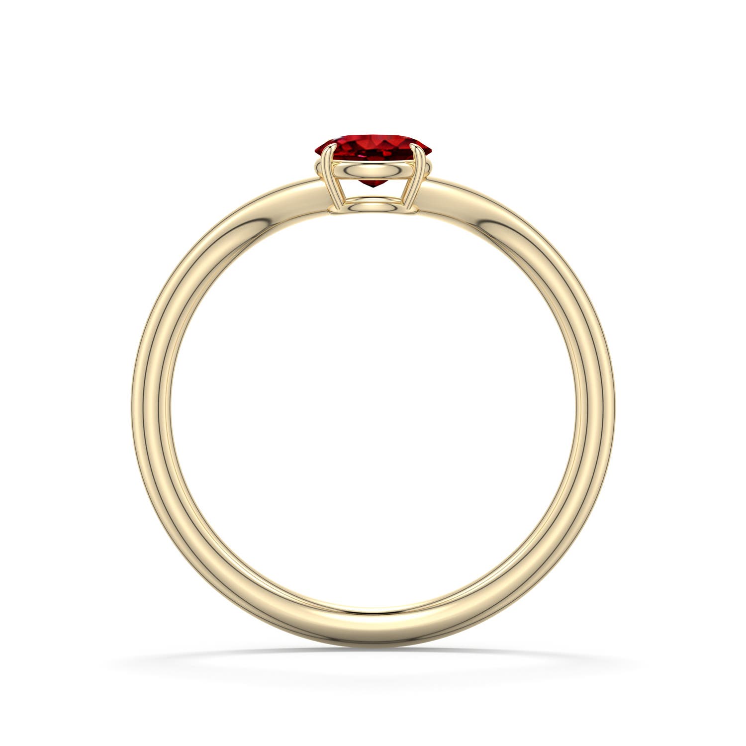 5x4mm Labgrown East-West Oval Lab-Grown Ruby Curved Engagement Ring in 18K Yellow Gold - side 1