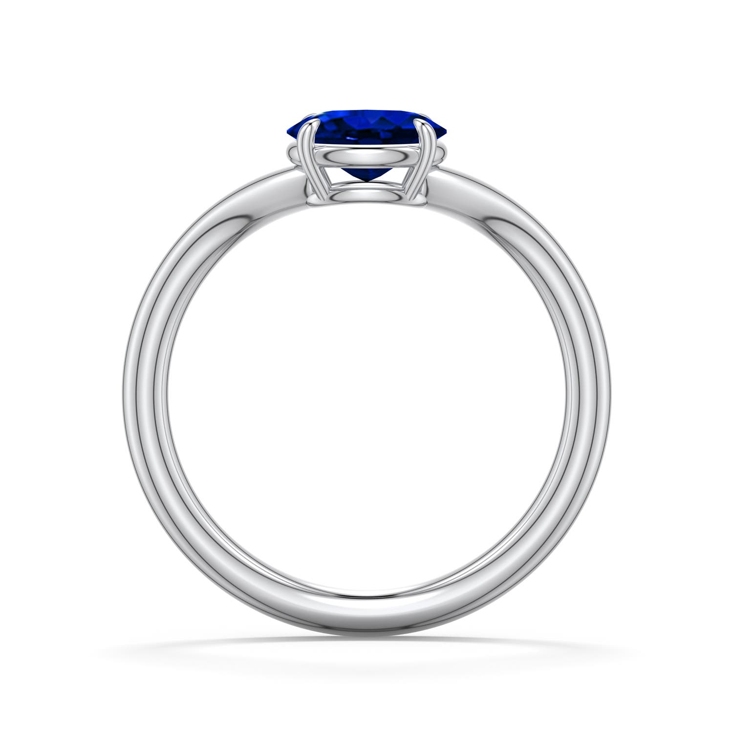 7x5mm Labgrown East-West Oval Lab-Grown Blue Sapphire Curved Engagement Ring in 950 Platinum - side 1