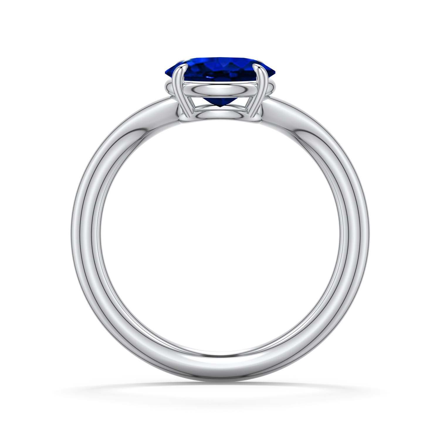 8x6mm Labgrown East-West Oval Lab-Grown Blue Sapphire Curved Engagement Ring in 950 Platinum - side 1