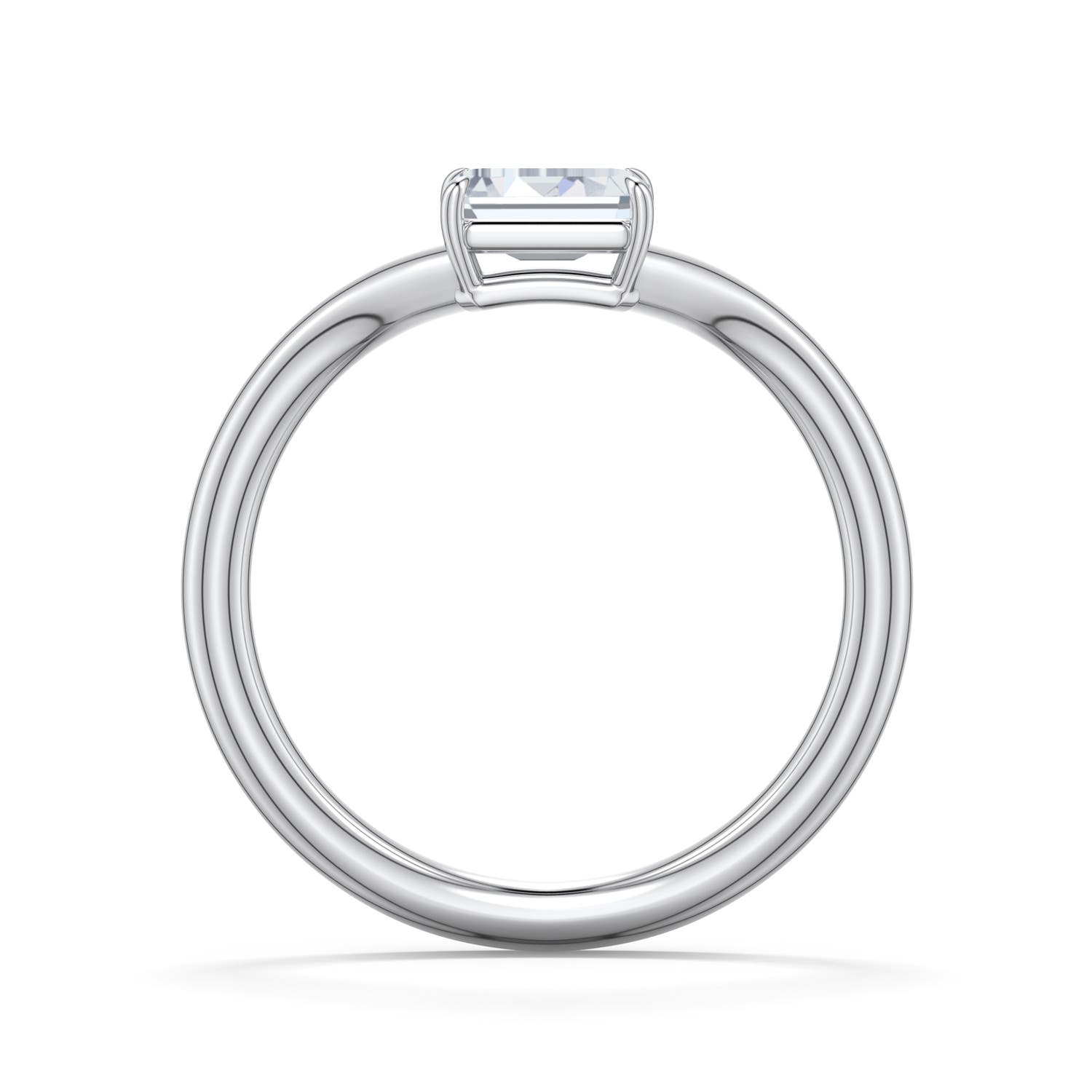 6x4mm FGVS East-West Emerald-Cut Lab-Grown Diamond Curved Engagement Ring in 18K White Gold - side 1