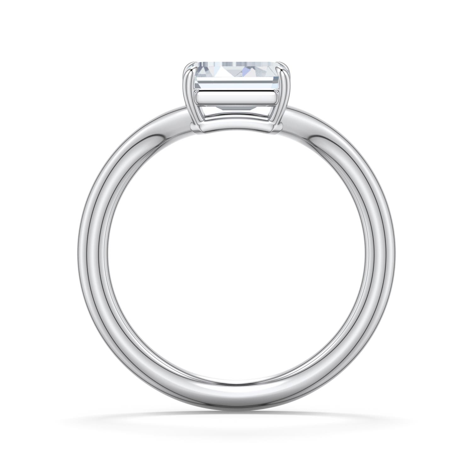 7x5mm FGVS East-West Emerald-Cut Lab-Grown Diamond Curved Engagement Ring in 18K White Gold - side 1