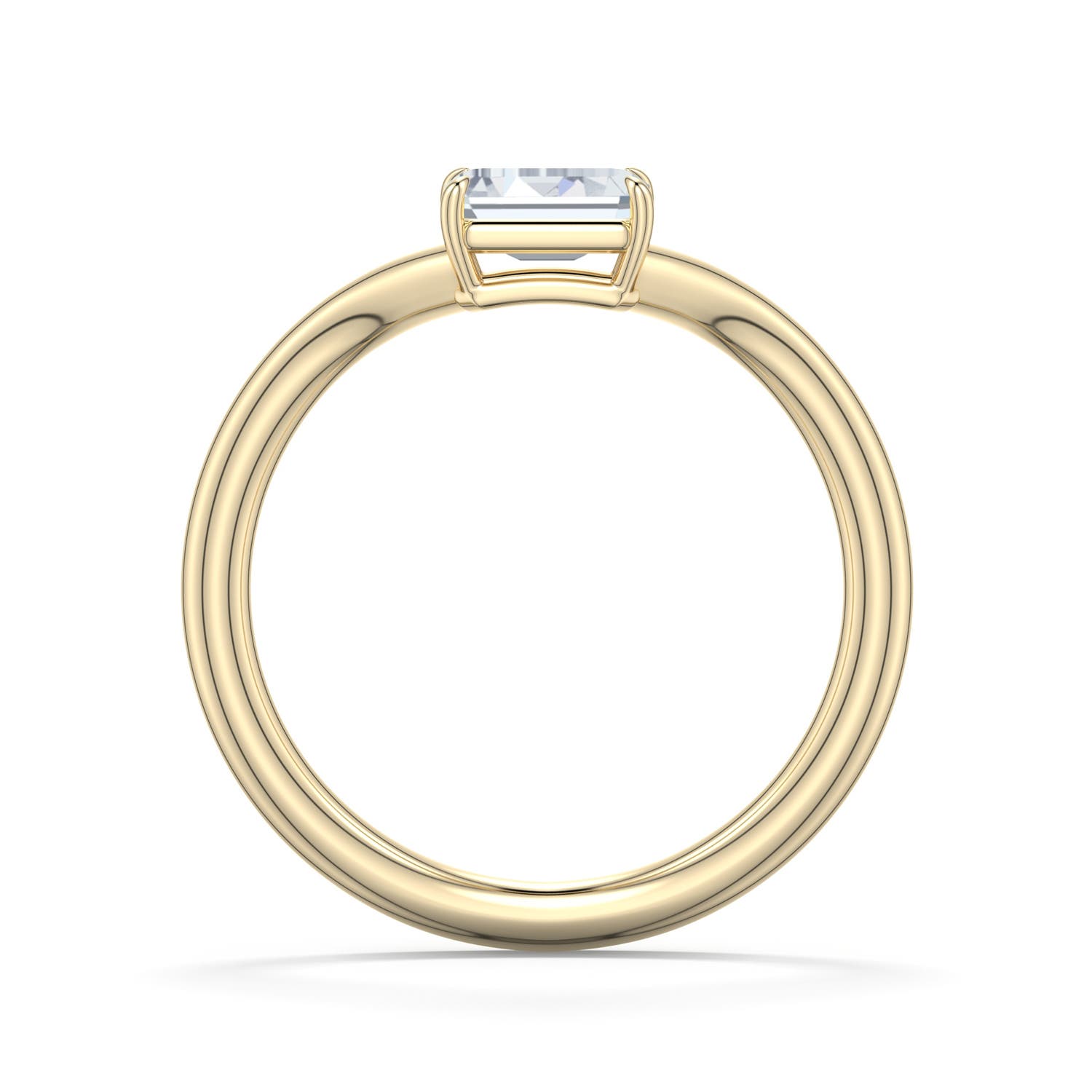 6x4mm FGVS East-West Emerald-Cut Lab-Grown Diamond Curved Engagement Ring in 18K Yellow Gold - side 1