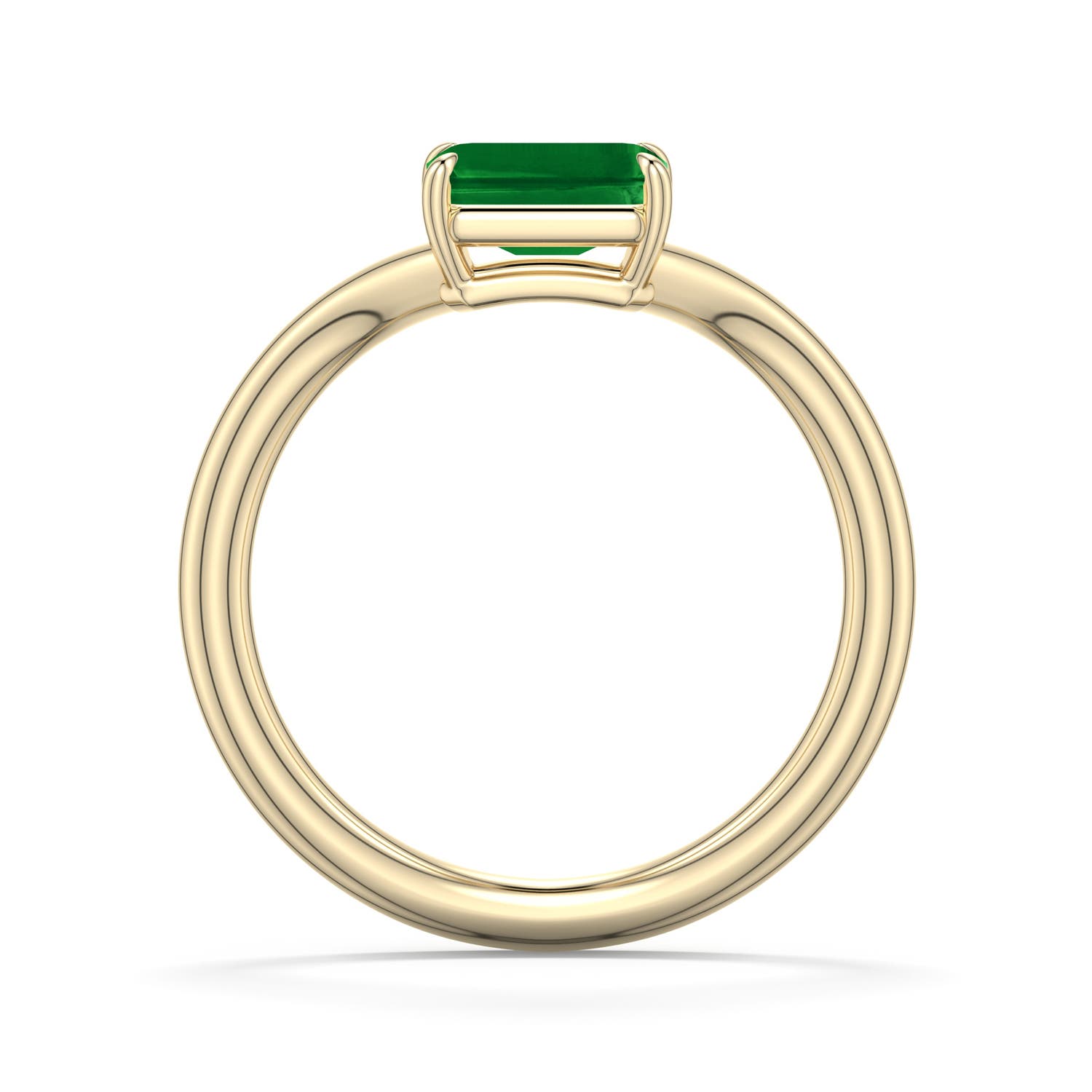 7x5mm Labgrown East-West Emerald-Cut Lab-Grown Emerald Curved Engagement Ring in Yellow Gold - side 1