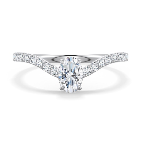 6x4mm FGVS Oval Lab-Grown Diamond Curved Engagement Ring with Accents in White Gold - main