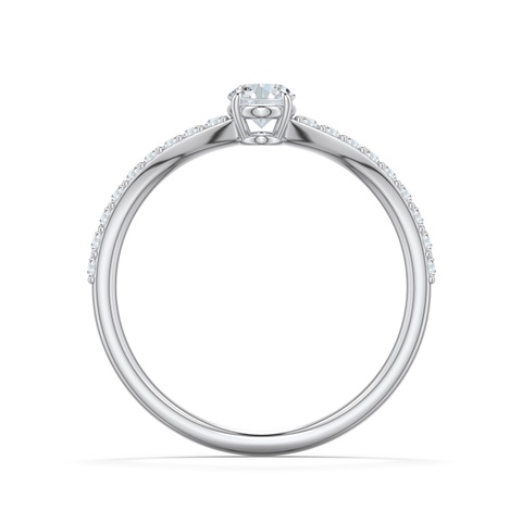 6x4mm FGVS Oval Lab-Grown Diamond Curved Engagement Ring with Accents in White Gold - side 1