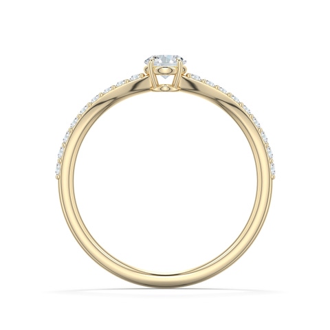 5x4mm FGVS Oval Lab-Grown Diamond Curved Engagement Ring with Accents in 18K Yellow Gold - side 1