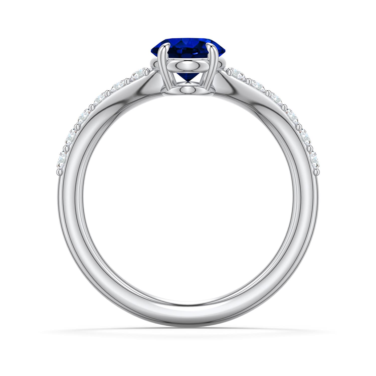 8x6mm Labgrown Oval Lab-Grown Blue Sapphire Curved Engagement Ring with Accents in 950 Platinum - side 1