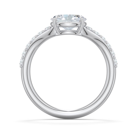 7.7x5.7mm FGVS East-West Oval Lab-Grown Diamond Curved Engagement Ring with Accents in White Gold - side 1